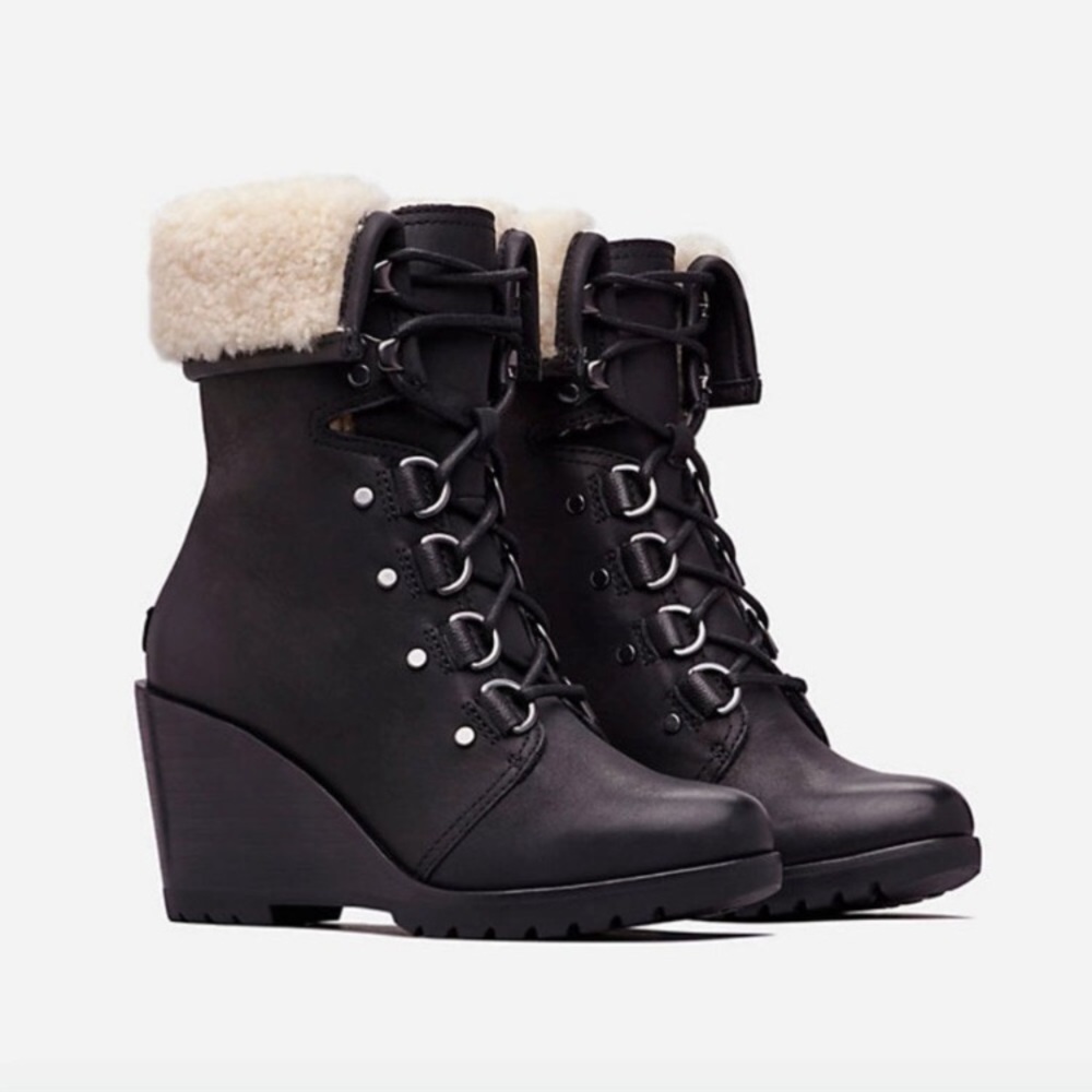 SOLDSorel After Hours lace-up faux-shearling boot - Picture 2 of 10